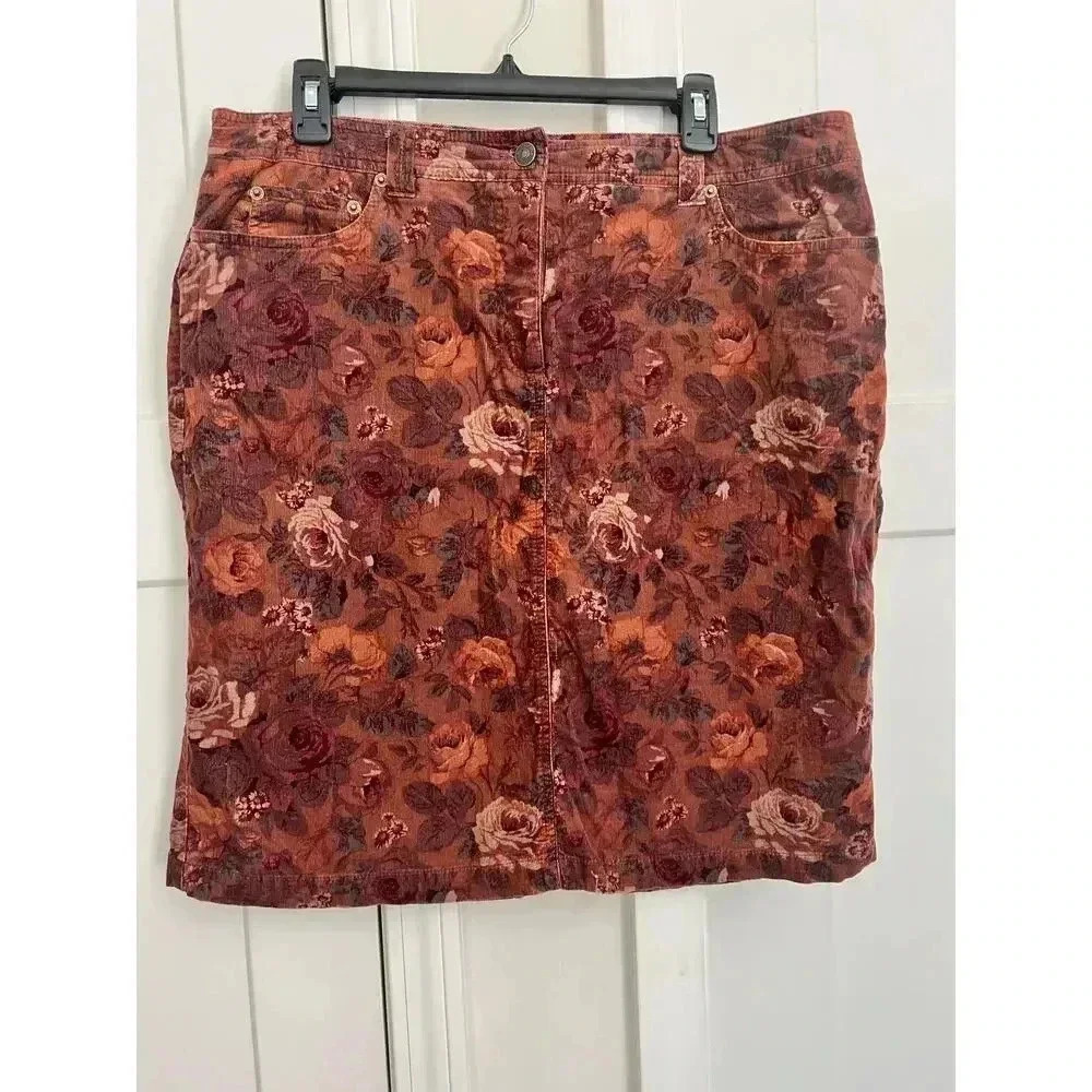 VILLAGER A LIZ CLAIBORN CO. FLORAL PENCIL SKIRT womens size 16